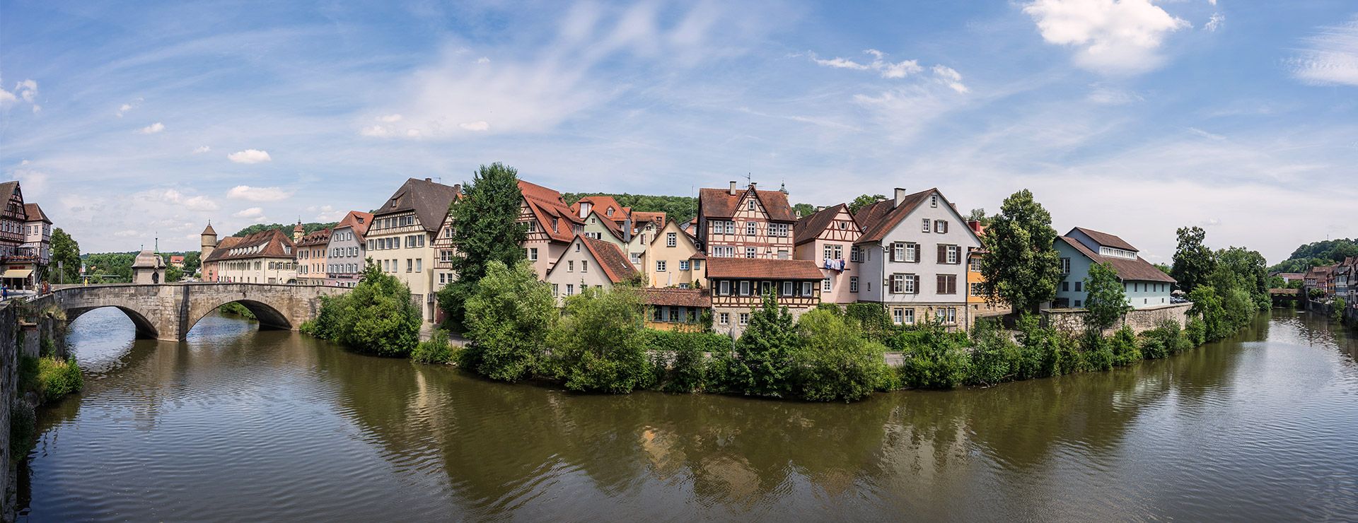 Altstadt von Schwäbisch Hall am Kocher mit Fachwerkhäusern